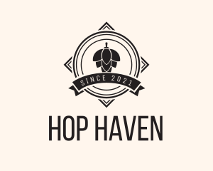 Hops - Hipster Hops Barley Banner logo design