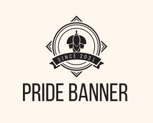 Hipster Hops Barley Banner logo design