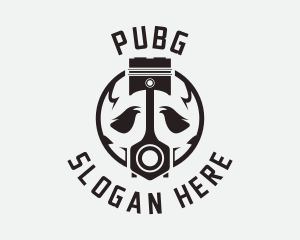 Engine Piston Skull Logo