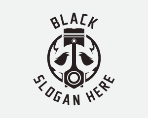 Machine - Engine Piston Skull logo design