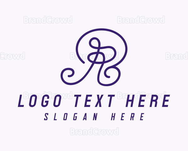 Purple Script Letter R Logo