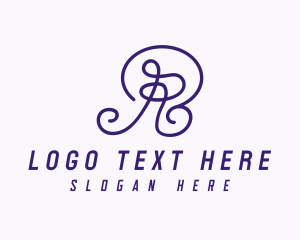 Purple Script Letter R  logo design