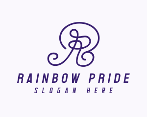 Purple Script Letter R  logo design