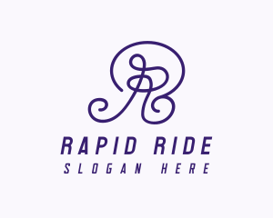 Purple Script Letter R  logo design