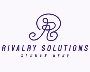 Purple Script Letter R  logo design