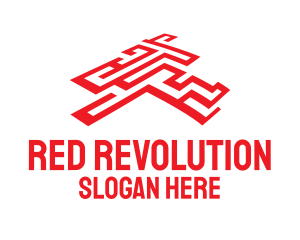 Red Labyrinth Maze logo design