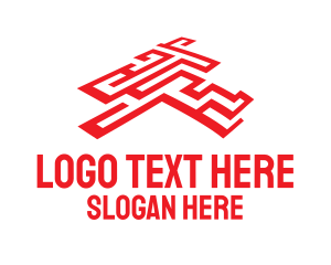 Red - Red Labyrinth Maze logo design