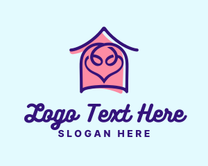Simple - Heart Love House logo design