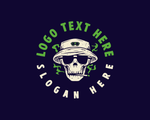 Weed - Skull Smoke Marijuana logo design