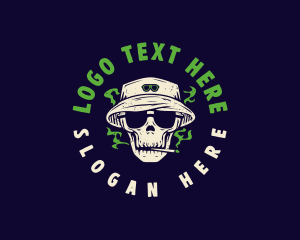 Thriller - Skull Smoke Marijuana logo design