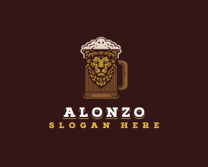 Lion Beer Mug logo design