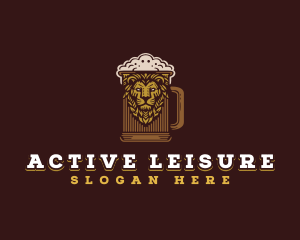 Lion Beer Mug logo design