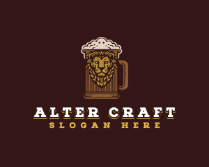 Lion Beer Mug logo design