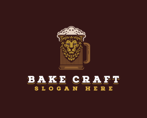 Lion Beer Mug logo design