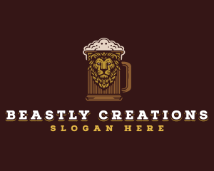 Lion Beer Mug logo design