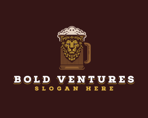 Lion Beer Mug logo design