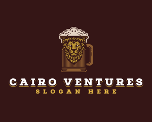 Lion Beer Mug logo design