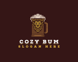 Lion Beer Mug logo design