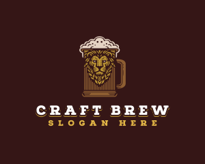 Lion Beer Mug logo design