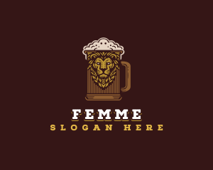 Lion Beer Mug logo design