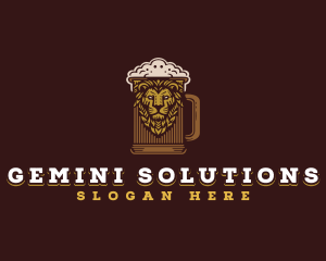 Lion Beer Mug logo design