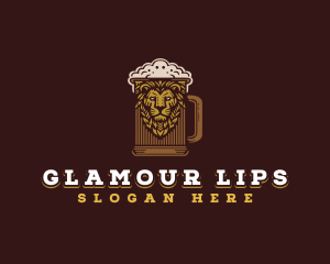 Lion Beer Mug logo design