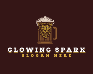 Lion Beer Mug logo design