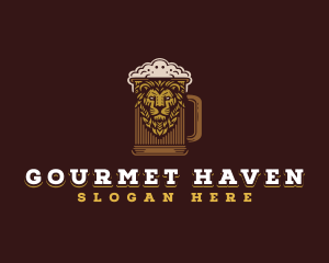 Lion Beer Mug logo design