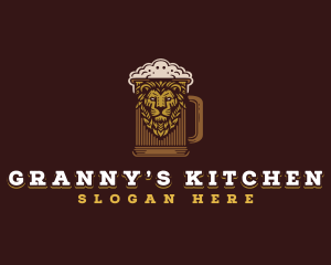 Lion Beer Mug logo design