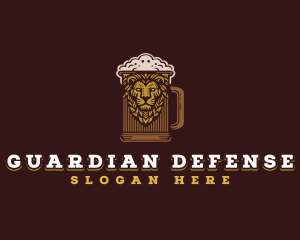 Lion Beer Mug logo design