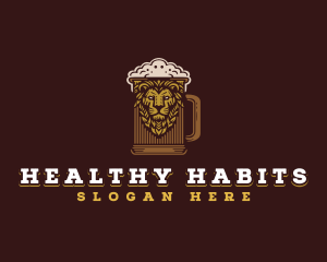 Lion Beer Mug logo design