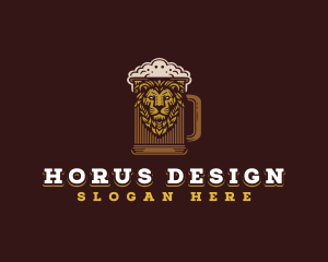 Lion Beer Mug logo design