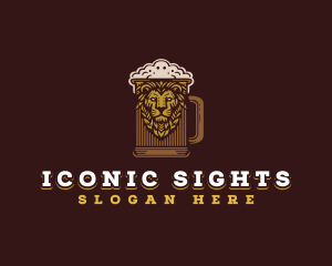 Lion Beer Mug logo design