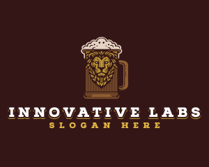 Lion Beer Mug logo design