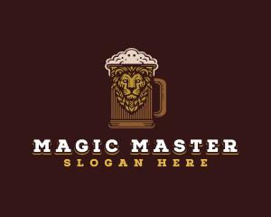 Lion Beer Mug logo design