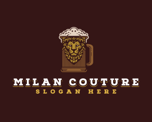 Lion Beer Mug logo design