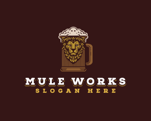 Lion Beer Mug logo design