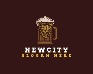 Lion Beer Mug logo design