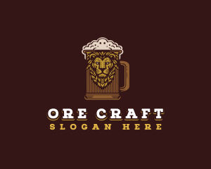 Lion Beer Mug logo design