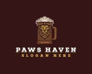 Lion Beer Mug logo design