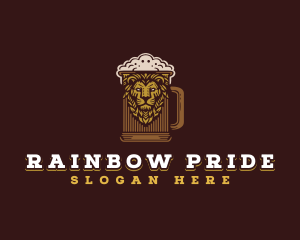 Lion Beer Mug logo design