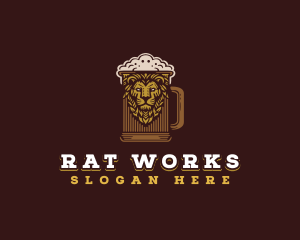 Lion Beer Mug logo design