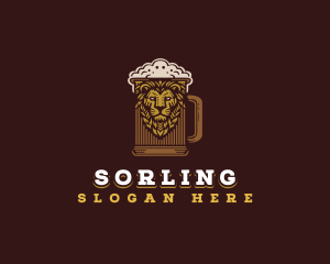 Lion Beer Mug logo design