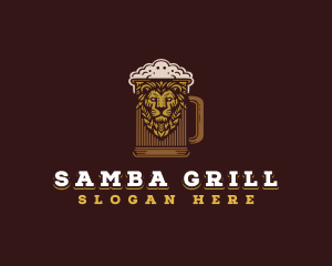 Lion Beer Mug logo design