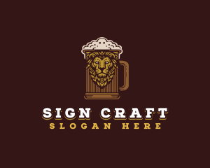 Lion Beer Mug logo design