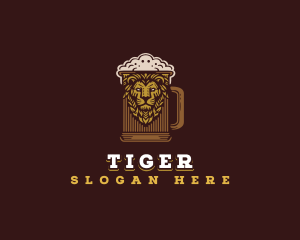 Lion Beer Mug logo design