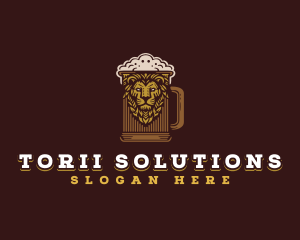 Lion Beer Mug logo design