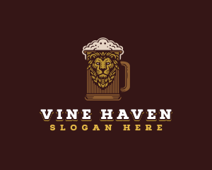 Lion Beer Mug logo design