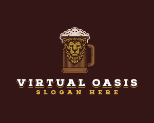 Lion Beer Mug logo design