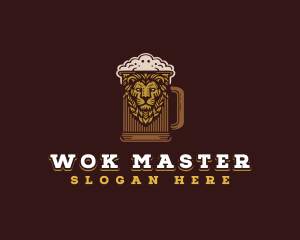 Lion Beer Mug logo design